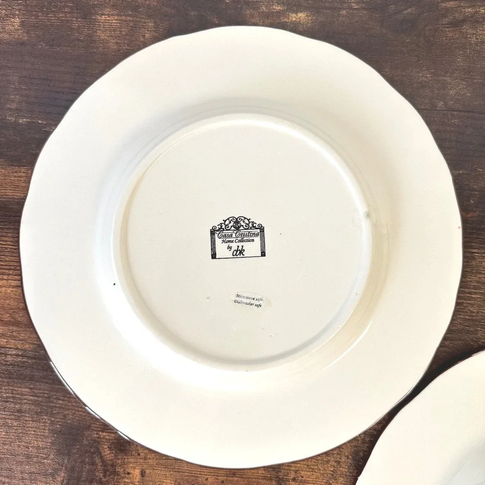 Casa Cristina Home Collection by CBK Floral Ceramic Dinner Plates Set of 2 Mixed